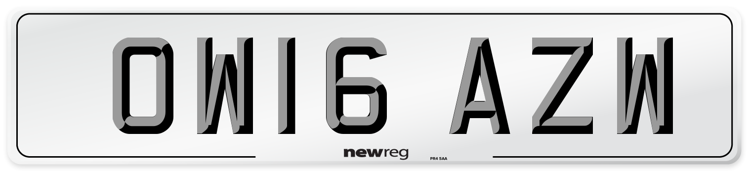 OW16 AZW Number Plate from New Reg